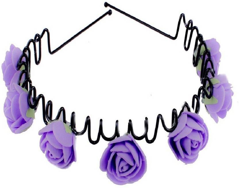 Inaaya Floral Hair Bands For Kids Girls Women Purple Hair