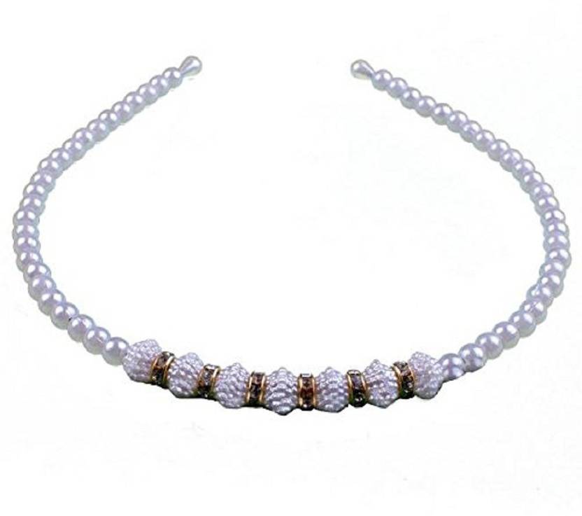 Inaaya White Beads With Stone Hair Bands Hair Accessories For Kids