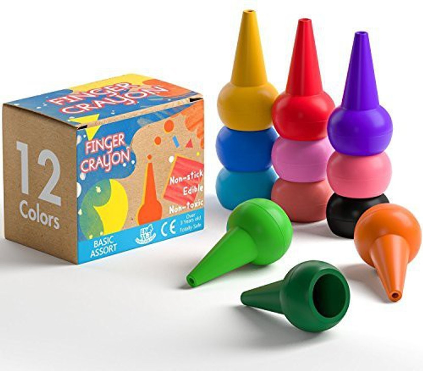 Easy to Hold Toddler Crayons Set of 2 Primary Color Boxes Stackable and Non-Toxic