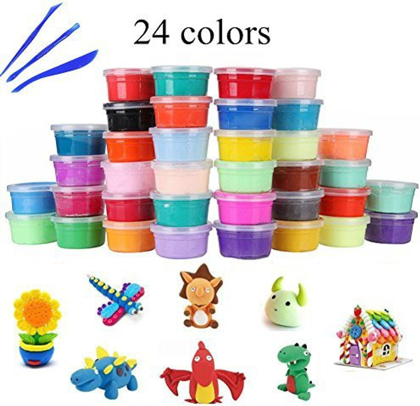 Temon Air Dry Clay Kit 24 Colors Ultra Light Modeling Polymer Set Soft Dough w