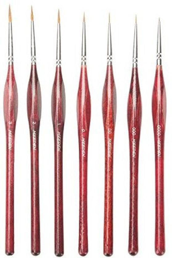 Miniature Paint Brush Set Professional Sable Hair Detail for Fine Detailing 1~7