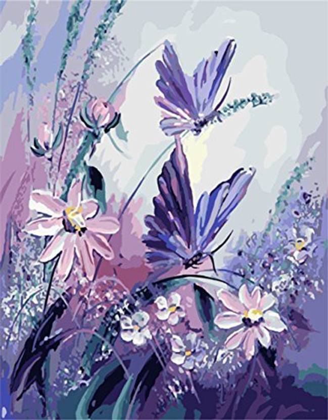 Rihe Paint By Numbers Diy Oil Painting Purple Erflies With Rihe Paint By Numbers Diy Oil Painting Purple Erflies With Flowers Canvas Print Wall Art Home Decoration Without Frame