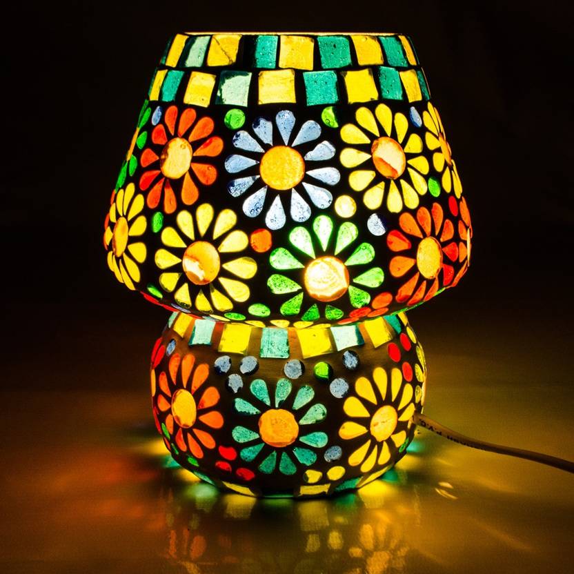 Devbeads Multi Color Flower Glass Mosaic Table Lamp 17cm Night Devbeads Multi Color Flower Glass Mosaic Table Lamp 17cm Night
