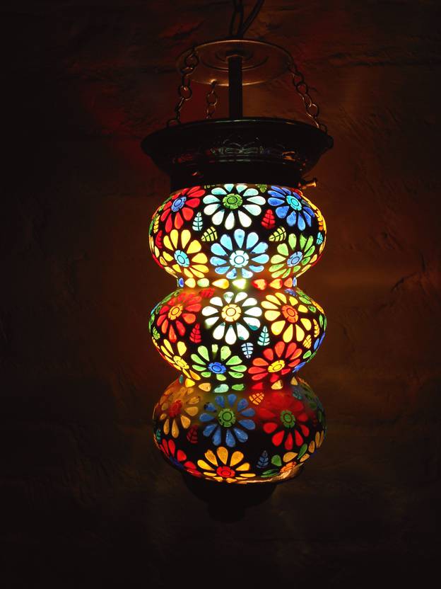Susajjit Decor Elegant New Design Mosaic Pendant Colorful Flower Susajjit Decor Elegant New Design Mosaic Pendant Colorful Flower Pattern Hanging Lamp Shade Decorative Showpiece Pendants