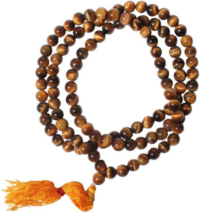 SK ORGANIC Original Tiger's Eye Stone Mala ( 8mm beads 108+1) Reiki Healing  and Meditation, Psychic Protector, Confidence, Will Power, Solar Plexus ...