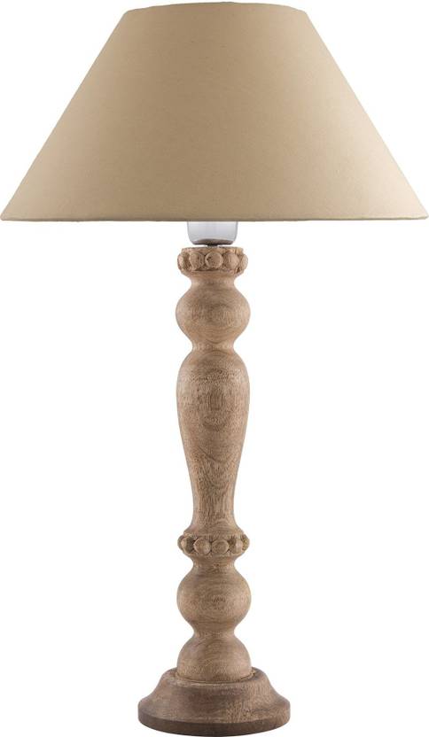 Homesake Polka Natural Wood Table Lamp With Golden Shade Table