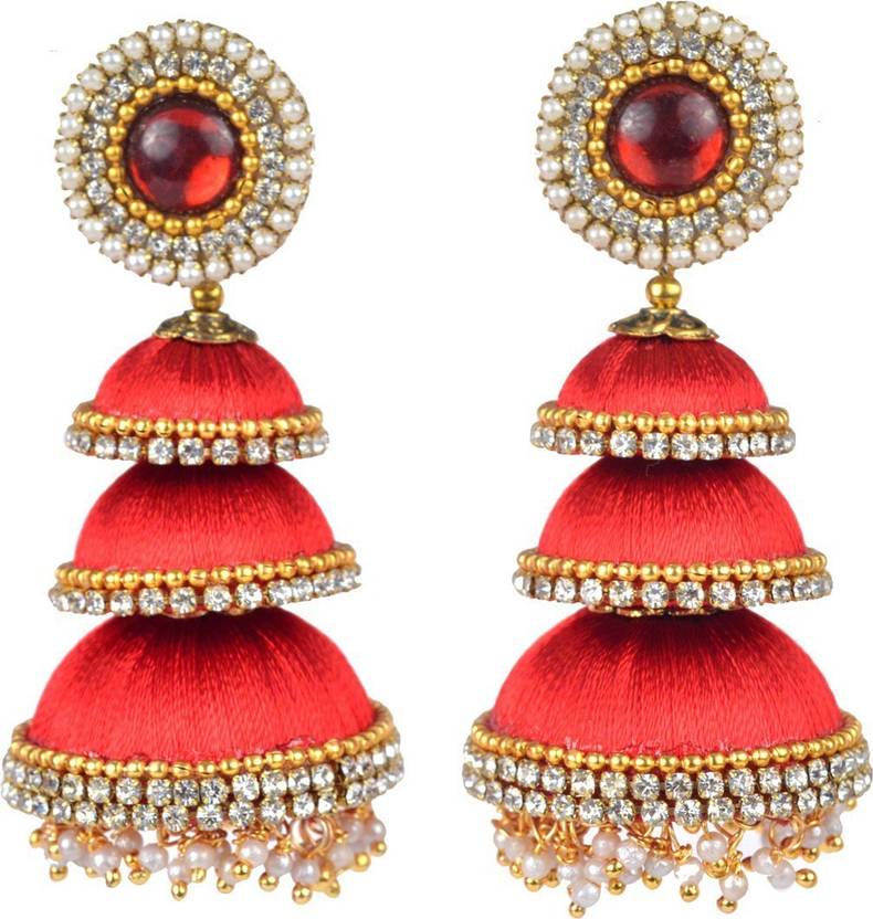 Flipkart Darklady Handmade Latest Designer Silk Thread Darklady Handmade Latest Designer Silk Thread Earrings For Women Red Colour Beads Dori