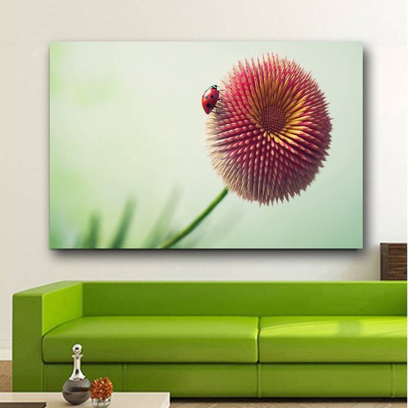 Ladybug On Pencil Flower Wall Decor Poster No Framed Large