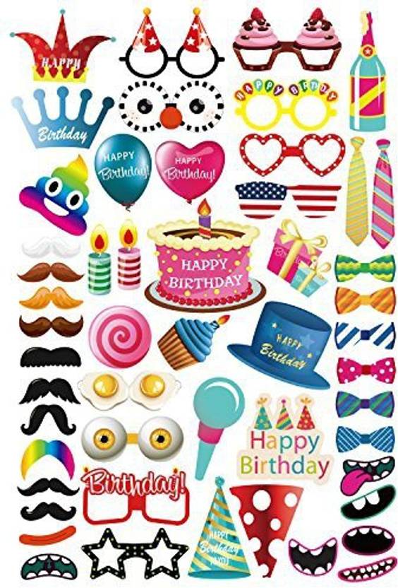 Mot Global 52 Pieces Birthday Party Supplies Photo Booth Props Diy
