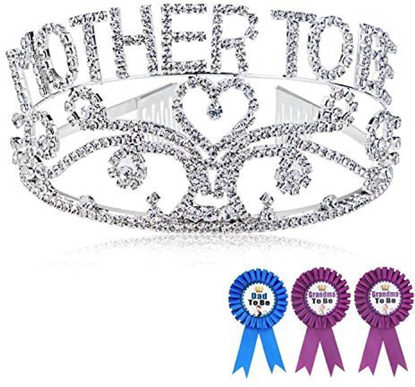 Konsait Mother To Be Tiara Crown With Sparkling Rhinestones And
