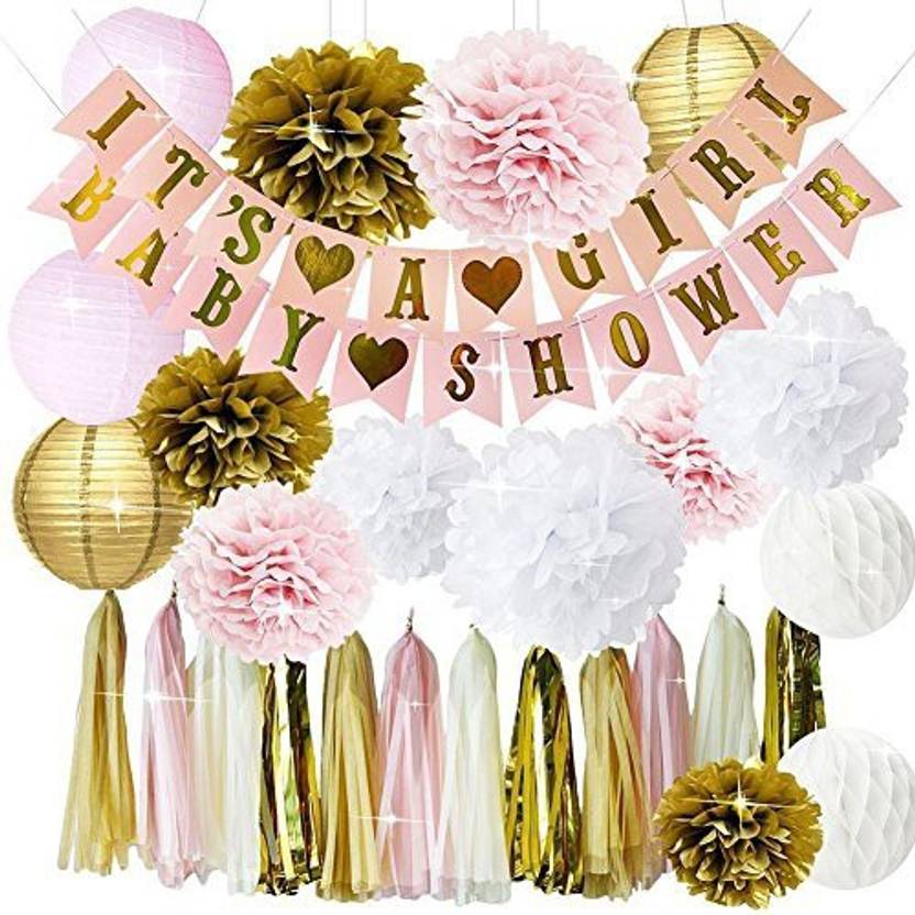 Furuix Pink And Gold Baby Shower Decorations For Girl It S A Garland