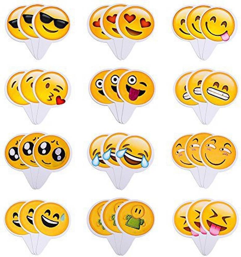 Generic Yicai Aresmer 36pcs Cute Emoji Cupcake Topper Baking Cake