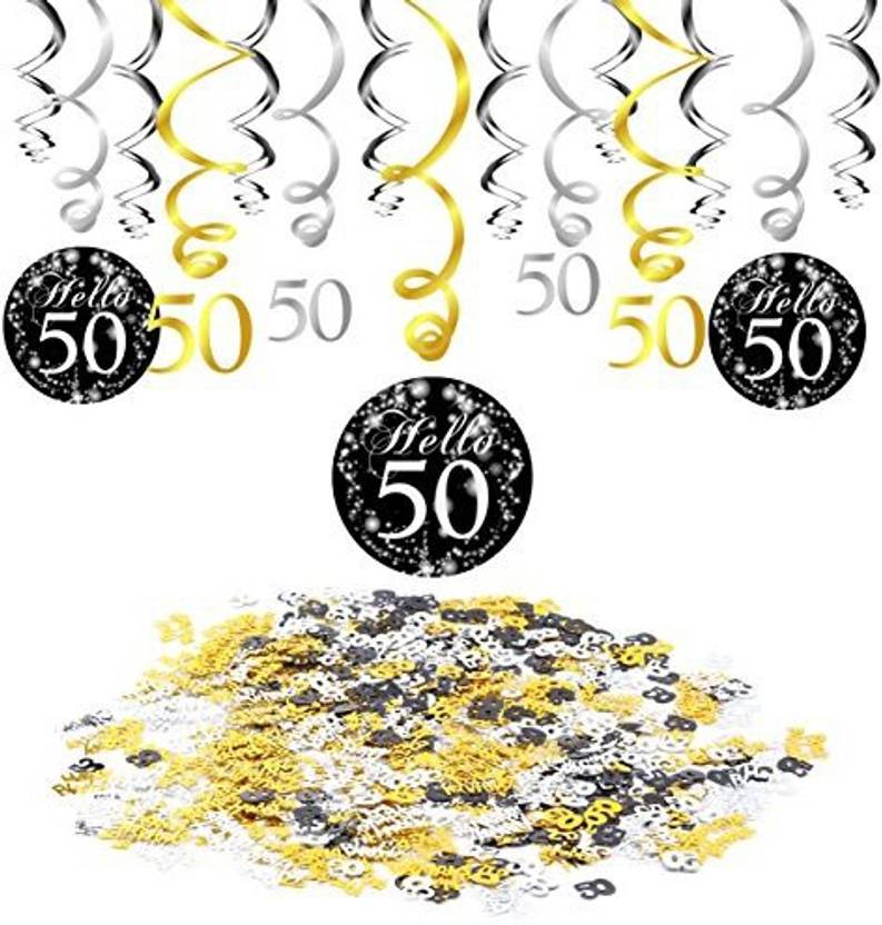 Konsait 50th Birthday Decoration Hanging Swirl 15 Counts Happy