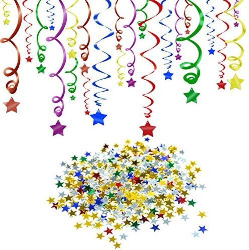 Konsait Multi Color Foil Ceiling Hanging Swirls Party Decorations