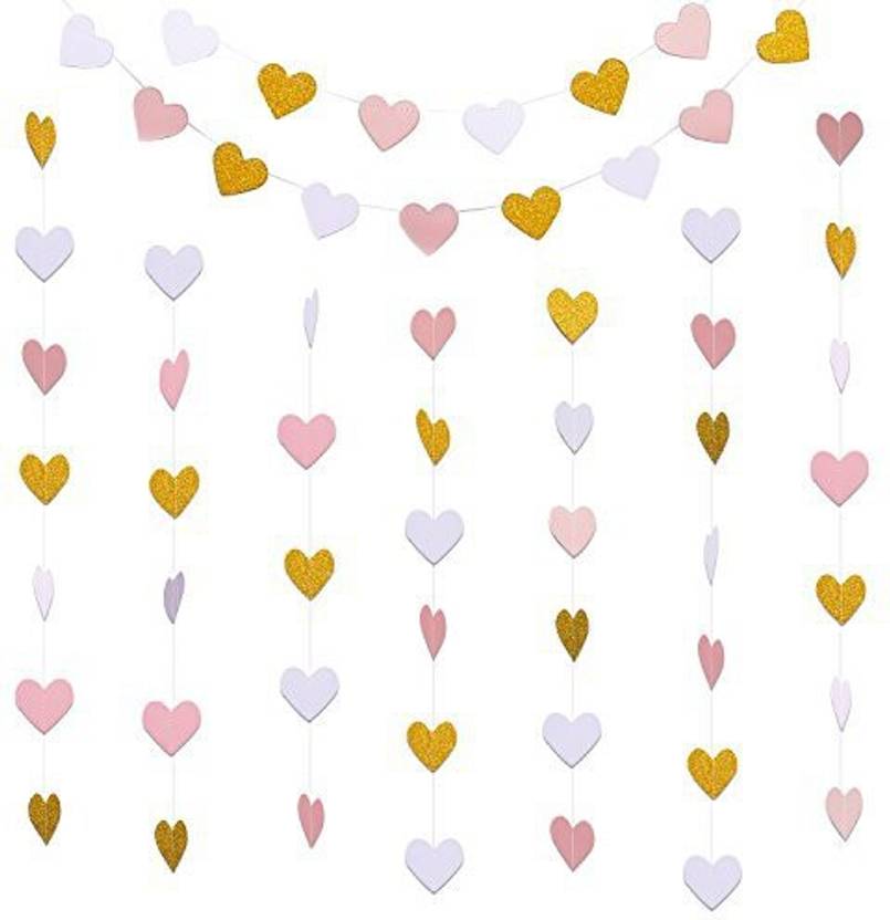 Hestya 2 Pack Paper Heart Garlands Hanging Banner Bunting For
