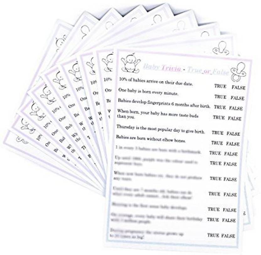 Hewson S Gifts True Or False Baby Shower Game Containing 12 Hewson S Gifts True Or False Baby Shower Game Containing 12