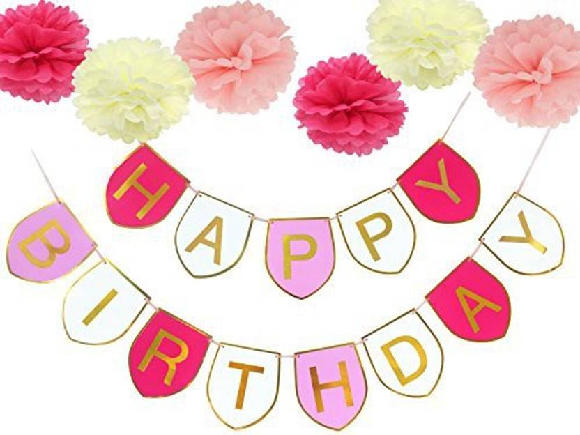 Joy Star Happy Birthday Decorations Banner Bunting With 6 Pack