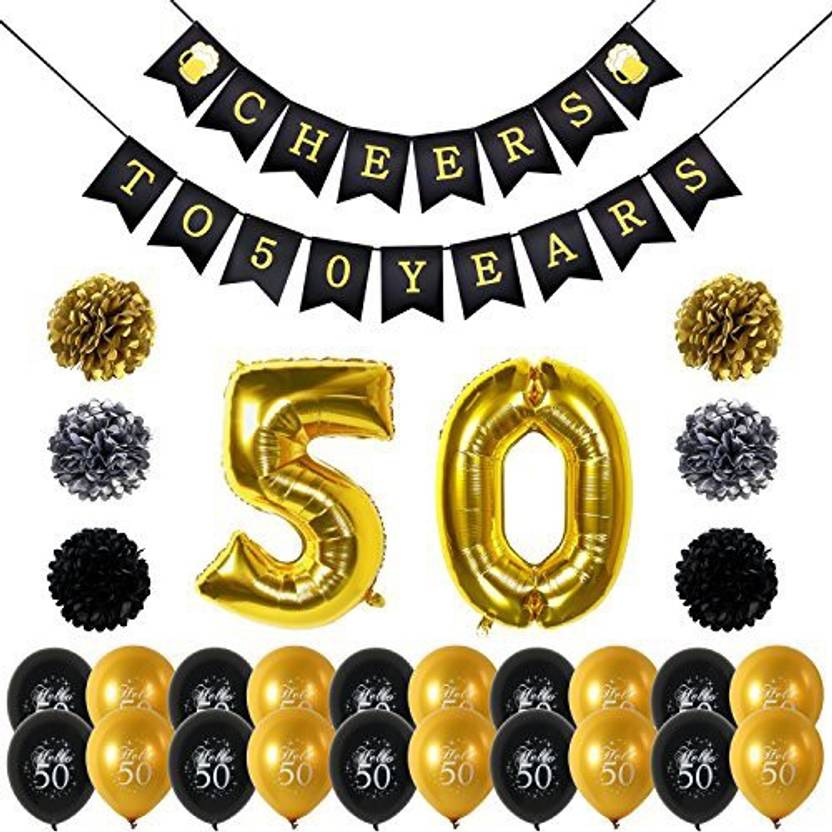 Konsait 50th Birthday Party Decorations Kit Cheers To Banner