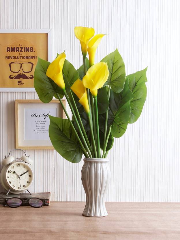 Fourwalls Artificial Calla Lily Plant Yellow 60 Cm Tall