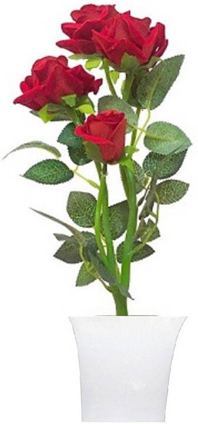 Kaykon Natural Looking Artificial Red Rose Flower Pot For