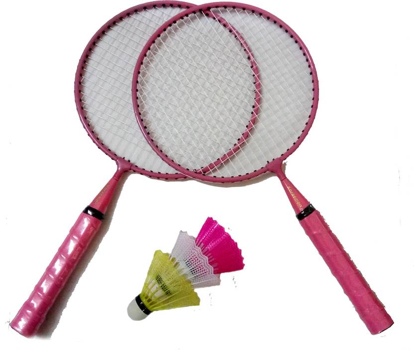 Konex Kids Badminton Kit 2 Racquets & 3 Shuttle Cocks Pink Badminton