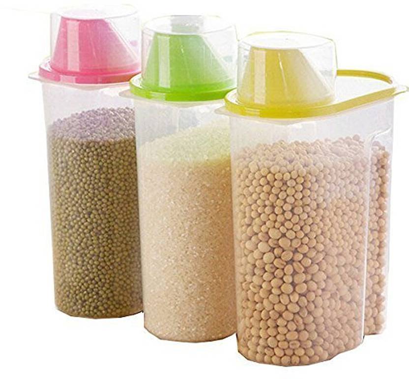 MK Cereal Dispenser with Measuring Cup Lid Set of 3 Combo Grams Masala