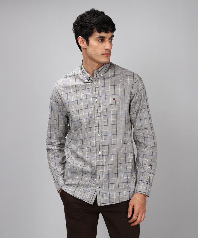 M Tommy Hilfiger Men/'s Plaid Casual Button Down Shirts Size