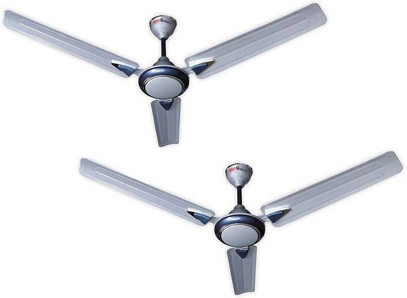 Voltguard Star 1 Silver Blue Pack Of Two 3 Blade Ceiling Fan