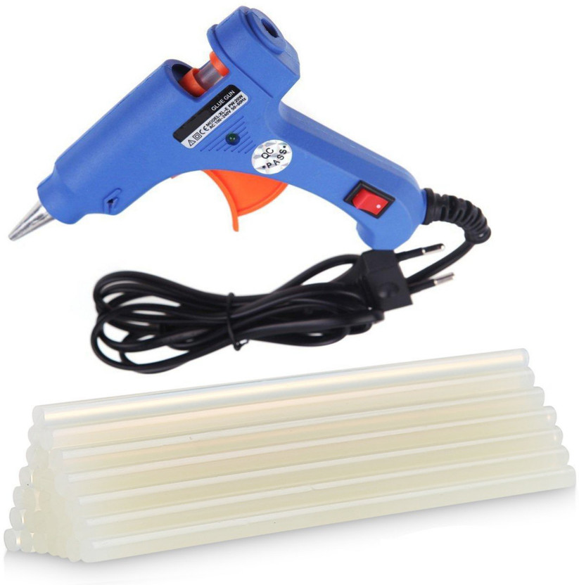 FADMAN BLUE MINI 20W 20 WATT (ON OFF SWITCH & INDICATOR) HOT MELT GUN WITH FREE 10 GLUE STICKS Standard Temperature Corded Glue Gun(7 mm)