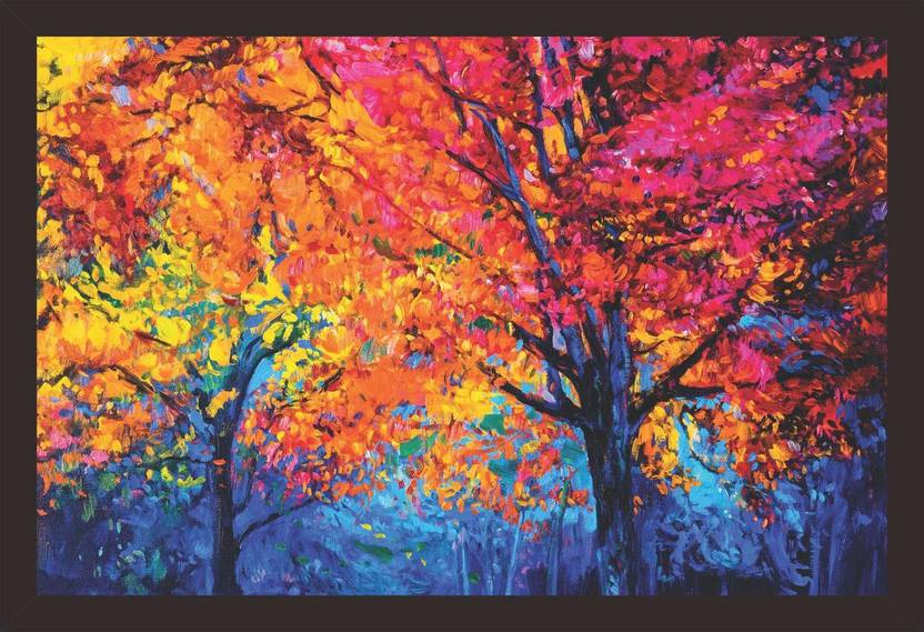 Mad Masters Mad Masters Oil Painting Landscape Colorful Autumn Trees 1 Piece Wooden Framed Painting Wall Art Home Decor Painting Art Unique