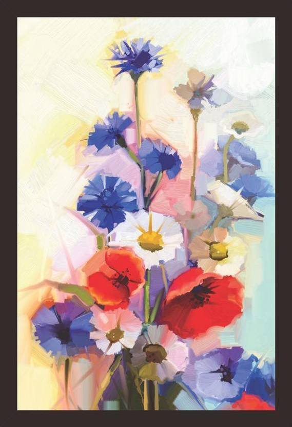 Mad Masters Mad Masters Oil Painting Red Poppy Flowers Blue