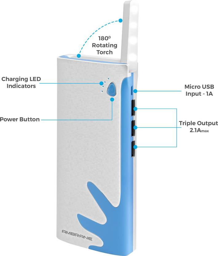 Ambrane 10000 mAh Power Bank (P-1122, NA)