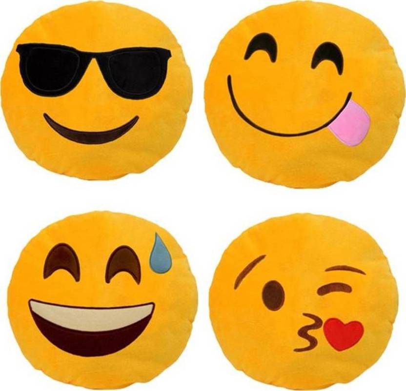 Nitisha Smile Emoji Sofa Pillow Decorative Cushion Pack Of 4