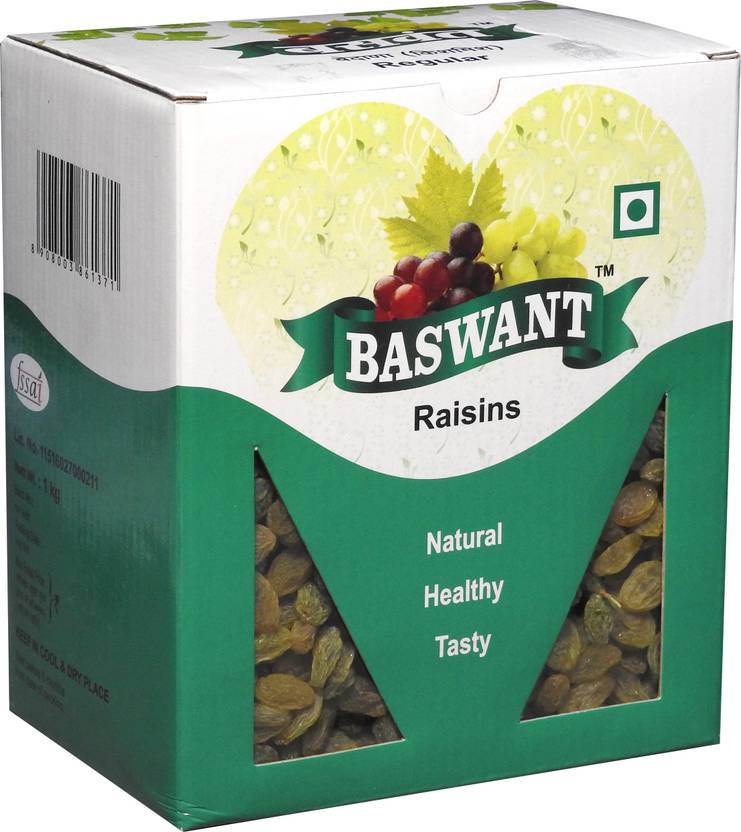 Baswant Seedless Green Raisins Kishmish Dry Grapes 1 kg Raisins