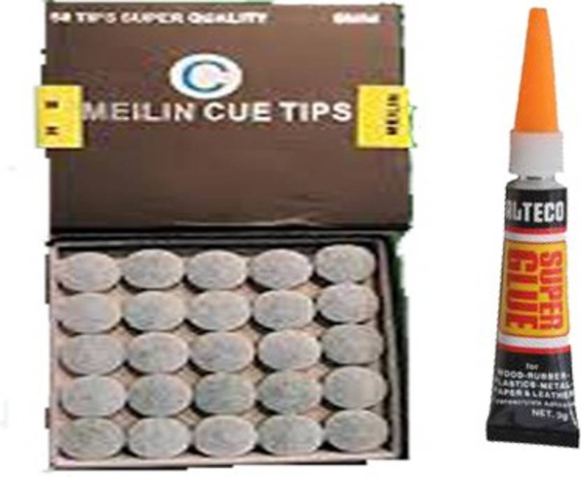 JBB COMBO OF MEILIN CUE TIP 9MM (50 PCS) & CUE TIP GLUE GEL JBBC70 Pool