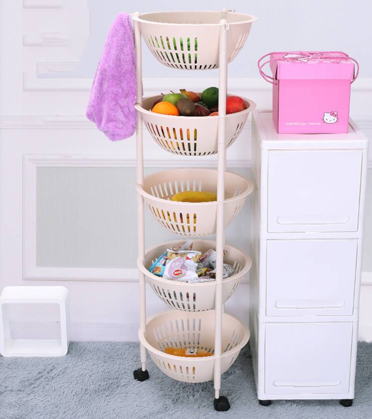House Of Quirk Plastic Kitchen 5 Layer Round Vegetables Fruit