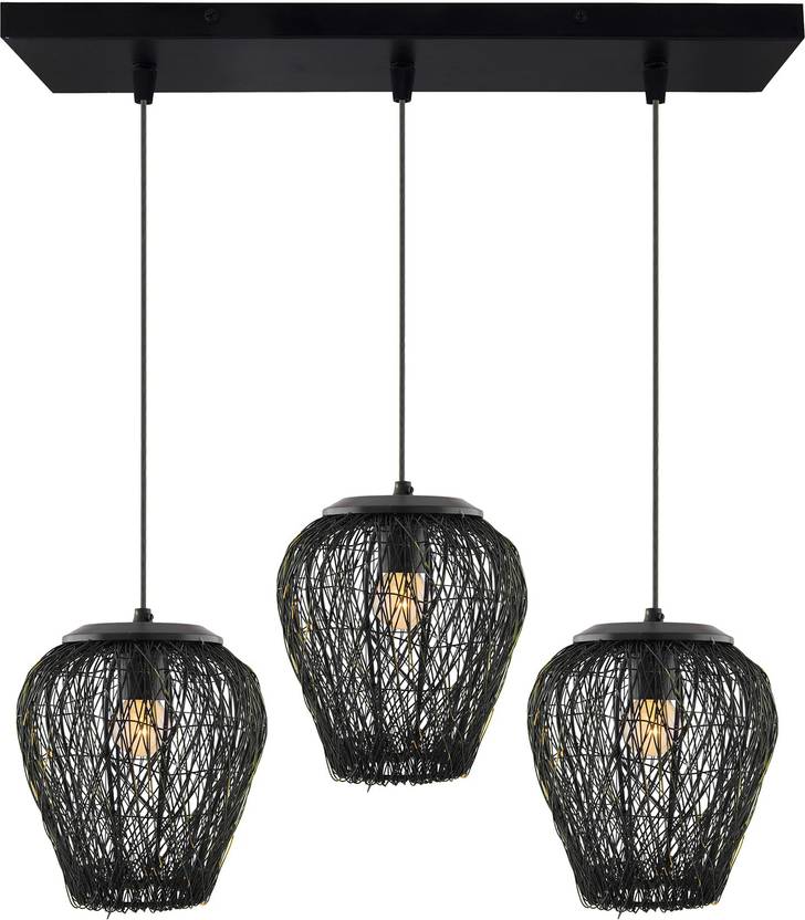 Homesake 3 Lights Linear Cer Chandelier Black Steel Wire Mesh Homesake 3 Lights Linear Cer Chandelier Black Steel Wire Mesh Pendant Decorative