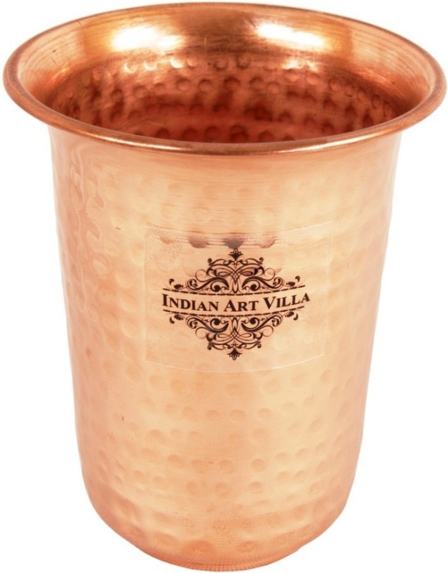 1X Handmade Pure Copper Glass Cup Tumbler For Water India Capacity New