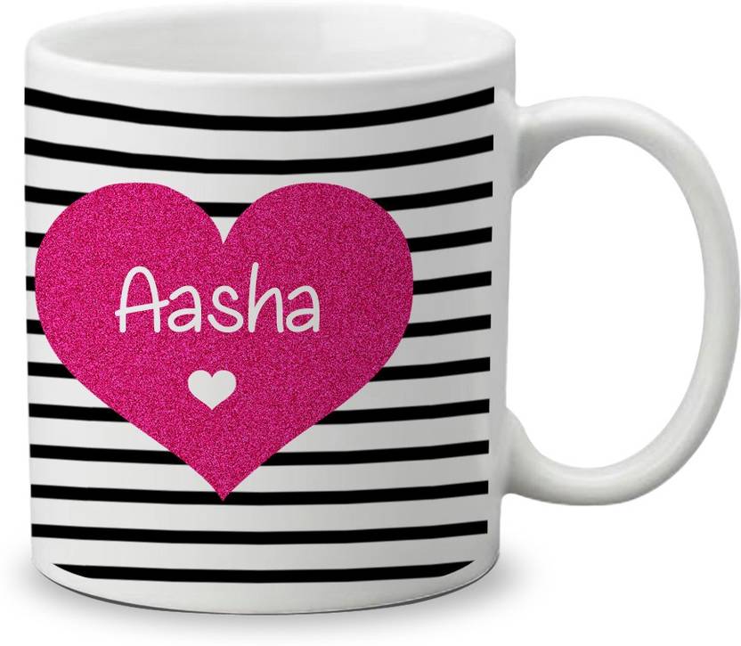 My Gifts Zone Beautiful Simple Aasha Name Ceramic Gifts for Birthday