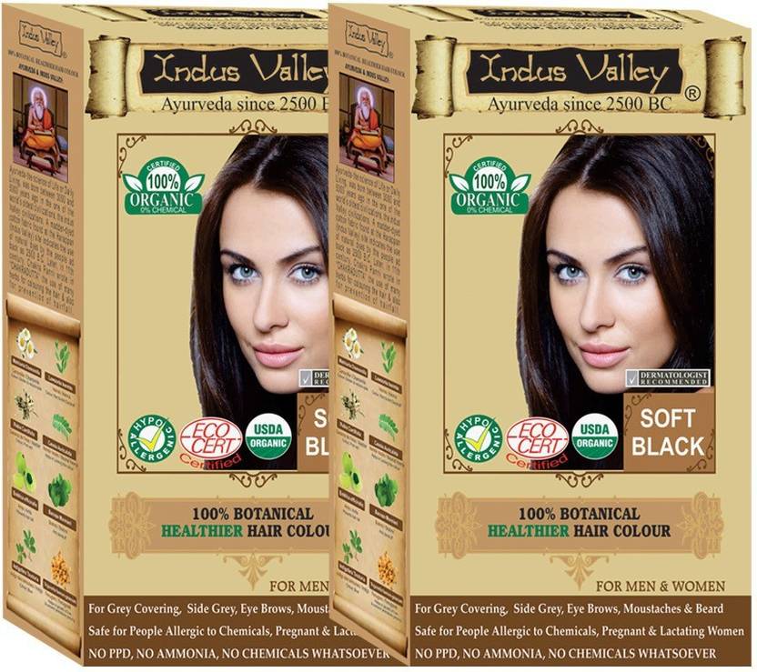 Indus Valley 100 Organic Botanical Soft Black Set Of 2 One