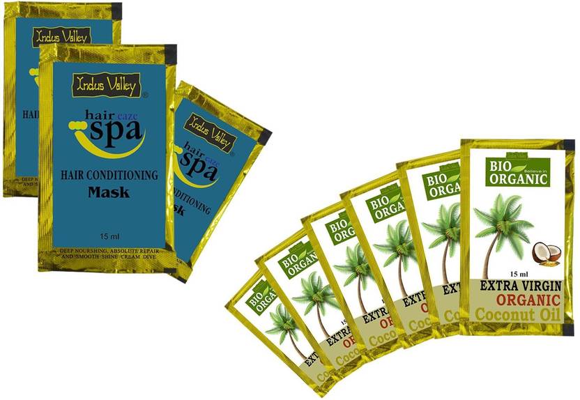 Indus Valley Hair Eaze Spa And Coconut Oil Sachets Combo Pack Of 9