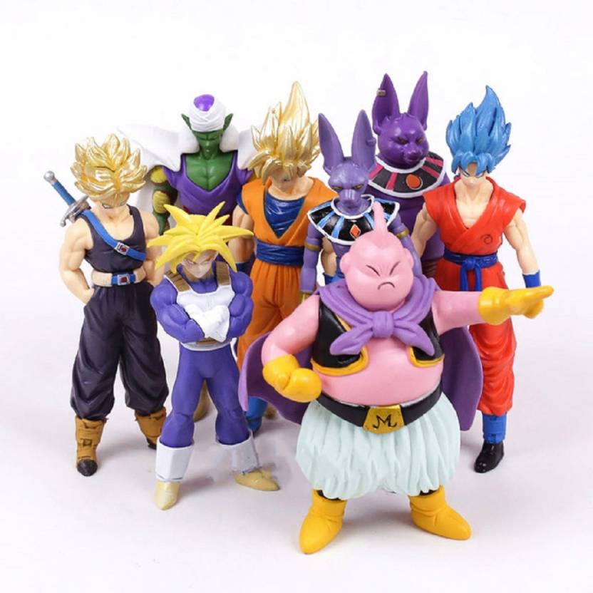 Toy Mela 8pcsset Dragon Ball Z Super Saiyan Goku Trunks Vegeta Champa Beerus Piccolo Majin Buu Pvc Figures Collectible Model Toys 13 16cm