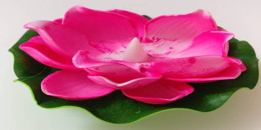 Skyline Artificial Floating Lotus Flowers With Led Candle Set Of