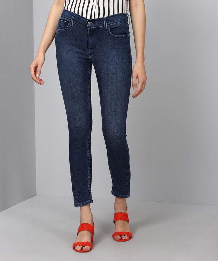 Super Skinny Women Dark Blue Jeans 