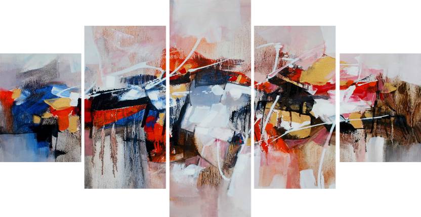 Pintura Abstract Art Designer 5 Panel Painting With Hd