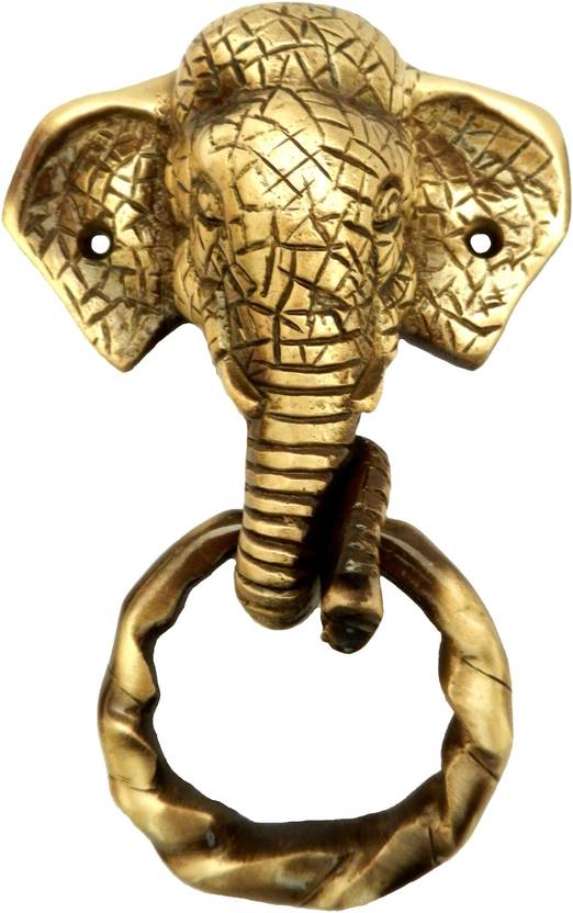 Brass Collection Antique Brass Elephant Face Door Knocker For Home