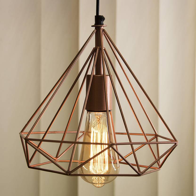 Homesake Copper Edison Filament Hanging Diamond Caged E27