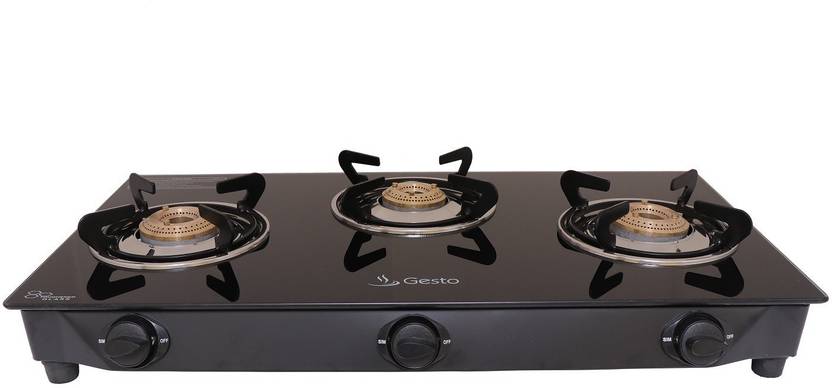 gesto vista 3 burner stainless steel manual gas stove price in india