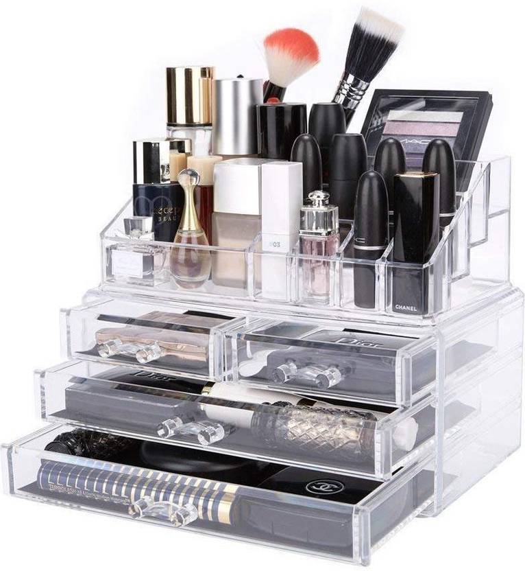 Hojo Acrylic Cosmetic And Make Up Organizer Cum Storage Box Double
