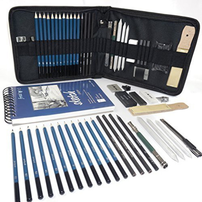 Charcoal Pencil Set Pastels Tools Drawing Kit Bag For Shading